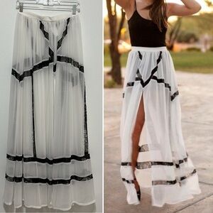 Blessed are the Meek Turn to Gold White and Black Lace Maxi Skirt - 2